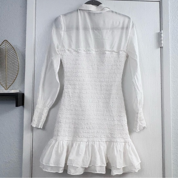 Veronica Beard White Kelsey Ruffled Smocked Mini Dress Size Small - Picture 5 of 14